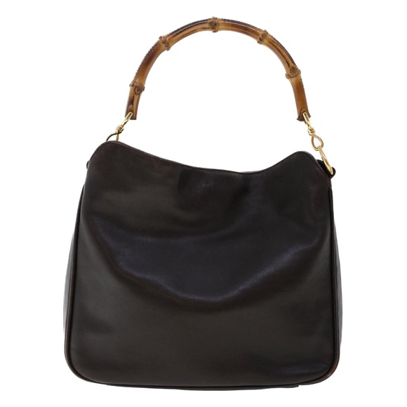 GUCCI Bamboo Hand Bag Leather 2way Dark Brown 01 1638 200047 Auth 49450 - Picture 2 of 16